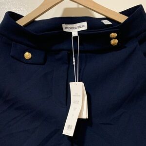 Veronica Beard Navy Pants with Gold Buttons
